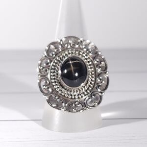 Black Star Diopside Statement Ring Size 8